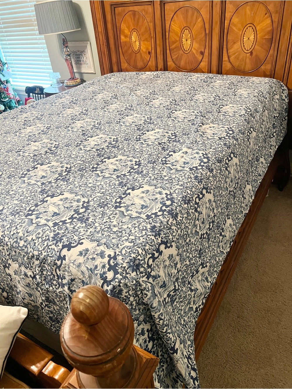 Vintage Ralph Lauren Tamarind Porcelain Blue Queen Duvet Cover Chinoiserie Toile